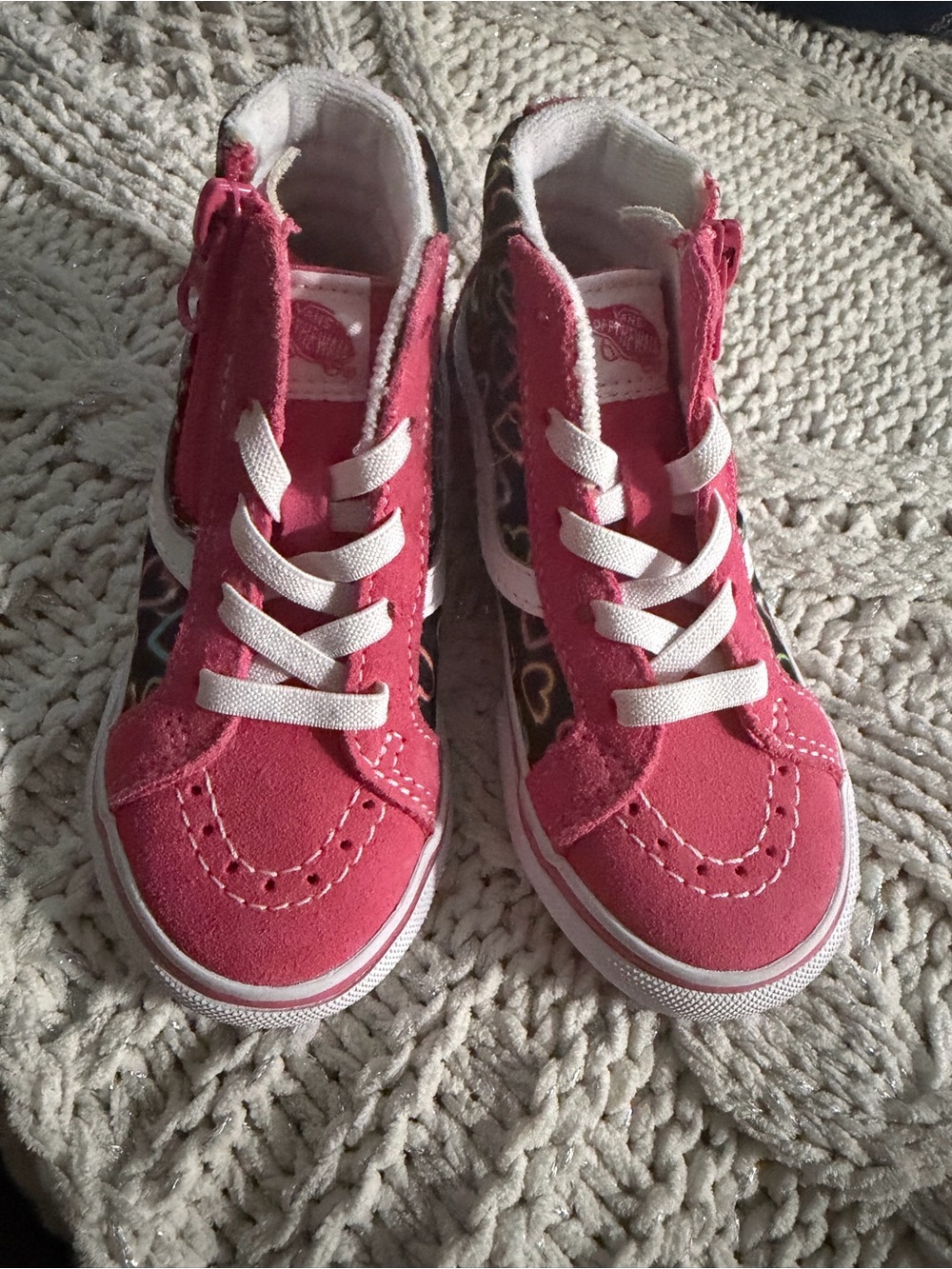 Vans Kids Hot Pink High-Top Sneakers with White Accents